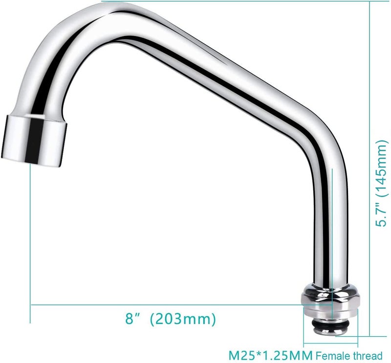 COOLWEST Swivel Spout Replacement Kit for Commercial Kitchen Sink Faucet 8 Inch Short Swing Spouts with 2.2 GPM Aerator Chrome Finish - Image 2